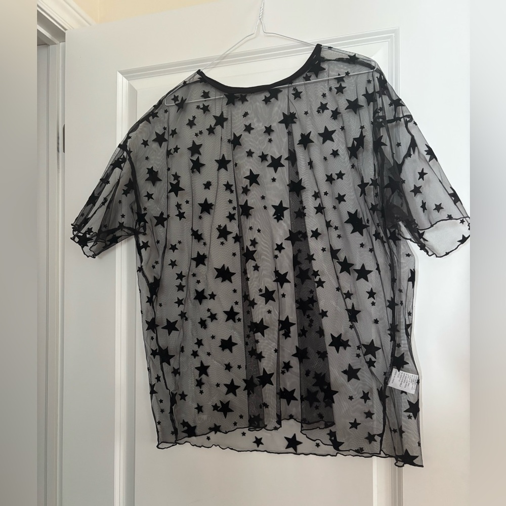 SHEIN Sheer Black Star Top - BNWOT
